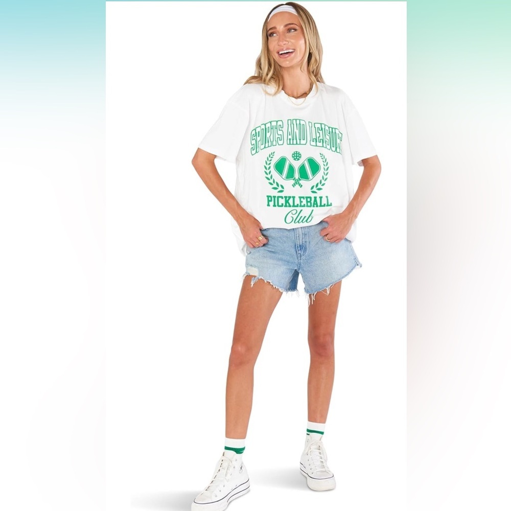 NWT SHOW ME YOUR MUMU WOMENS OVERSIZED GRAPHIC PICKLEBALL TEE - SIZE XS - Picture 3 of 6